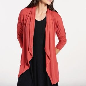 Women’s Toad&Co Red Wisper Open Front Waterfall-Like 3/4 Sleeve Cardigan Size S